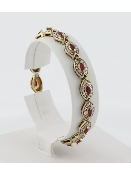 Unbranded Jewelry - 18k Gold Over Sterling Silver Lab Created 2 ct Ruby Tennis Bracelet 7 1/4" inch